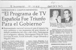 "El Programa de TV española fue triunfo para el gobierno"  [artículo].