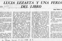 Lucía Lezaeta y una feria del libro  [artículo] José Pedro Lira.