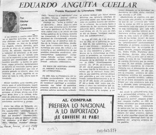 Eduardo Anguita Cuéllar  [artículo] Héctor Leiva Oyarzún.