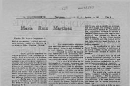 María Ruiz Martínez  [artículo] Alberto Croquevielle G.