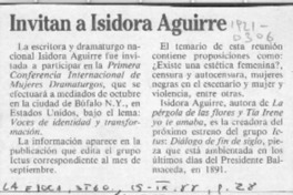 Invitan a Isidora Aguirre  [artículo].