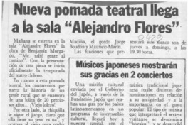 Nueva pomada teatral llega a la sala "Alejandro Flores"  [artículo].