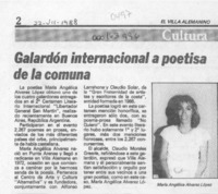 Galardón internacional a poetisa de la comuna  [artículo].