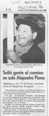 Salió gente al camino en sala Alejandro Flores  [artículo].