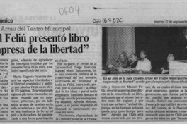 Manuel Feliú presentó libro "La empresa de la libertad"  [artículo].