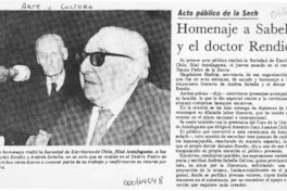 Homenaje a Sabella y el doctor Rendic  [artículo].