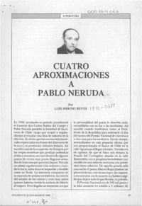 Cuatro aproximaciones a Pablo Neruda  [artículo] Luis Merino Reyes.