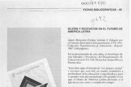 Iglesia y educación en el futuro de América Latina  [artículo] Manuel Pereira López.