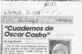 "Cuadernos de Oscar Castro"  [artículo] Hugo Montes.