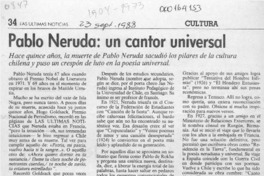 Pablo Neruda, un cantor universal  [artículo].