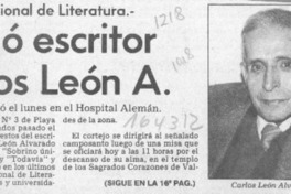 Murió escritor Carlos León A.  [artículo].