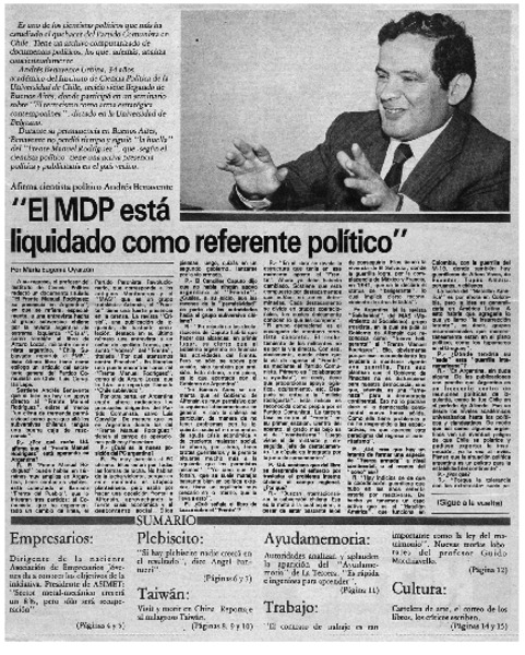 "El MDP está liquidado como referente político"