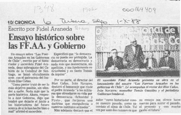Ensayo histórico sobre las FF. AA. y Gobierno  [artículo].