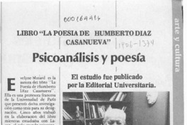 Psicoanálisis y poesía  [artículo] Mariana Véliz.