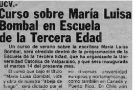 Curso sobre María Luisa Bombal en Escuela de la Tercera Edad