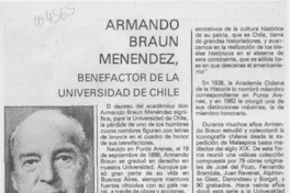 Armando Braun Menéndez, benefactor de la Universidad de Chile
