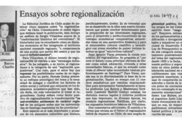 Ensayos sobre regionalización  [artículo] Raimundo Barros Charlín.