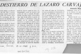 El destierro de Lázaro Carvajal  [artículo] Antonio Rojas Gómez.