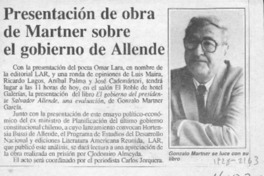 Presentación de obra de Martner sobre el gobierno de Allende  [artículo].