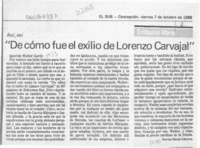 "De cómo fue el exilio de Lorenzo Carvajal"  [artículo] Norma Sierpe Cáceres.