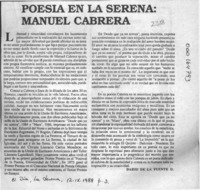 Poesía en La Serena, Manuel Cabrera  [artículo] Darío de la Fuente D.