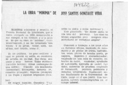 La obra "mínima" de José Santos González Vera  [artículo] L. E. Rojas.