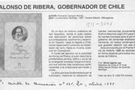 Alonso de Ribera, Gobernador de Chile  [artículo] Silvia Ugarte Lee.