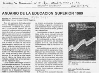 Anuario de la Educación Superior 1989  [artículo] Anita Luisa Torrejón Fernández.
