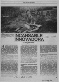 Irma Salas incansable innovadora  [artículo] Emma S. Salas Neumann.
