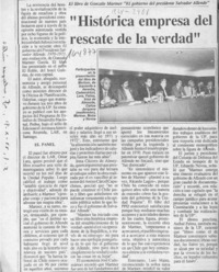 "Histórica empresa del rescate de la verdad"  [artículo].