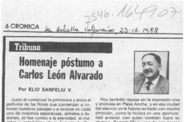 Homenaje póstumo a Carlos León Alvarado  [artículo] Elio Sanfeliu V.