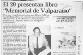 El 29 presentan libro "Memorial de Valparaíso"  [artículo].