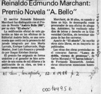 Reinaldo Edmundo Marchant, premio novela "A. Bello"  [artículo].