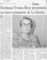 Escritora Viviana Benz presentará su nuevo poemario de La Serena  [artículo]