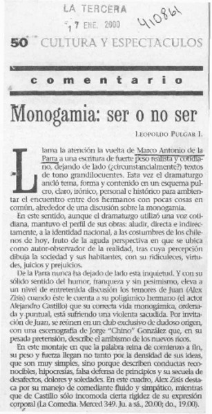 Monogamia, ser o no ser  [artículo] Leopoldo Pulgar I.