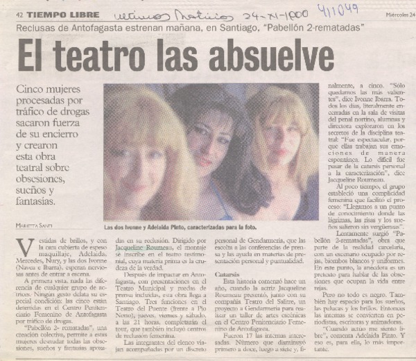El teatro las absuelve  [artículo] Marietta Santí