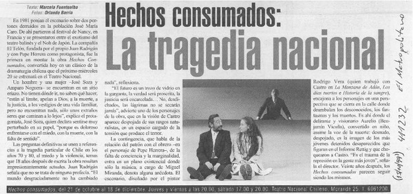 Hechos consumados, la tragedia nacional  [artículo] Marcela Fuentealba