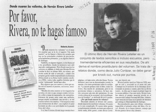 Por favor, Rivera, no te hagas famoso  [artículo] Roberto Amaro