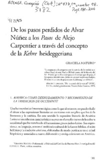 De los pasos perdidos de Alvar Núñez a los Pasos de Alejo Carpentier a través del concepto de la kehre heideggeriana  [artículo] Graciela Maturo