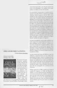 Chile, los militares y la política  [artículo]