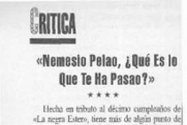 "Nemesio Pelao, ¿Qué es lo que te ha pasao"  [artículo] Pedro Labra H.