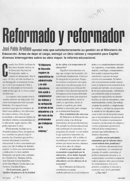Reformado y reformador  [artículo]