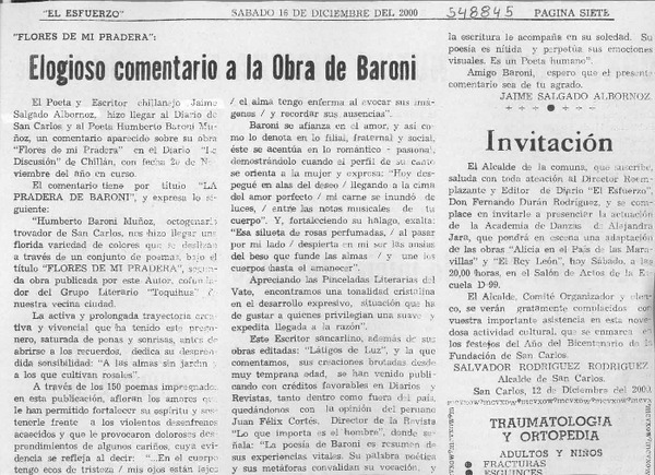 Elogioso comentario a la obra de Baroni  [artículo] Jaime Salgado Albornoz