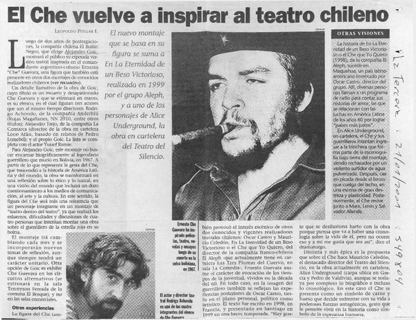 El Che vuelve a inspirar al teatro chileno  [artículo] Leopoldo Pulgar I.