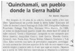 "Quinchamalí, un pueblo donde la tierra habla"  [artículo] Ramón Riquelme
