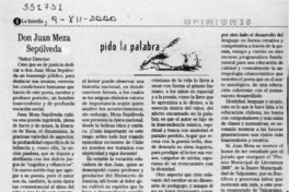 Don Juan Meza Sepúlveda  [artículo] Luis Chandía Ruiz