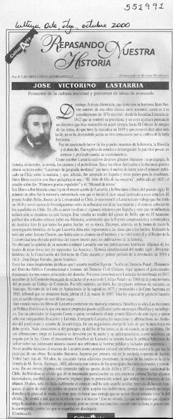 José Victorino Lastarria  [artículo] Julio Sepúlveda Rondanelli
