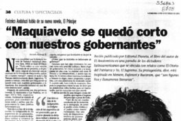 "Maquiavelo se quedó corto con nuestros gobernantes"  [artículo] Andrés Gómez B.