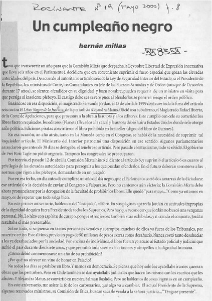 Un cumpleaño negro  [artículo] Hernán Millas