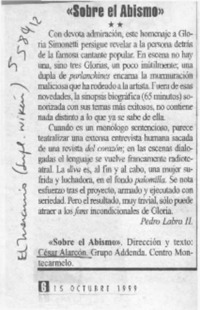 "Sobre el abismo"  [artículo] Pedro Labra H.
